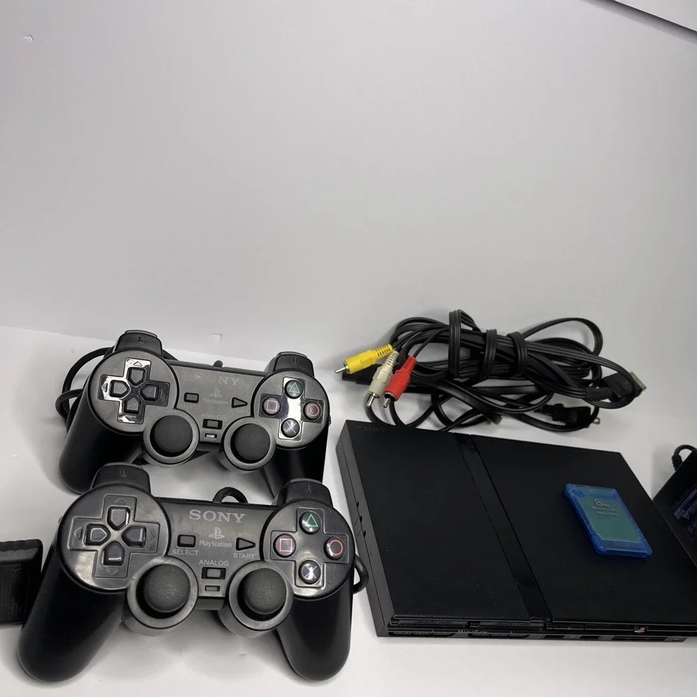 Sony playstation 2 PS2 Slim SCPH-75001 Complete Console Bundle OEM 2 Controllers